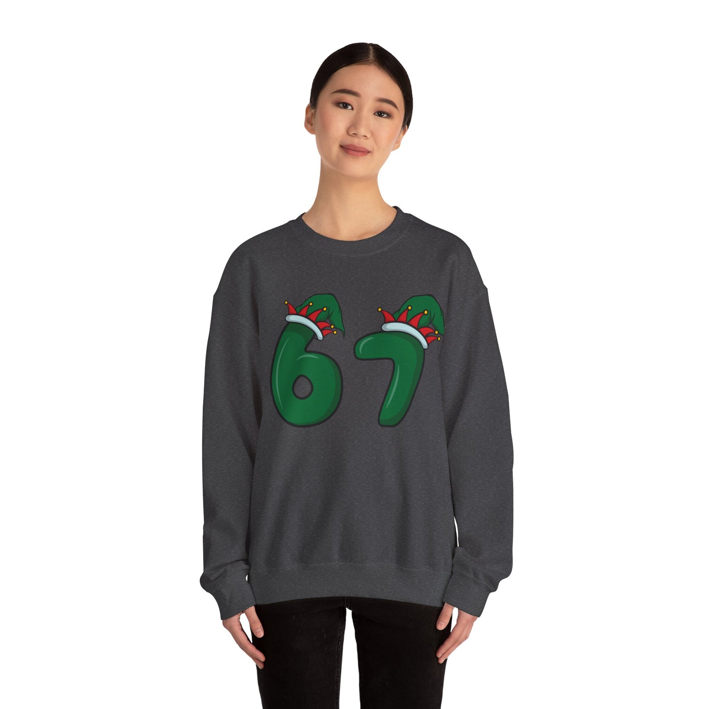 Green & Red Elf Hat 6 7 - Christmas Sweatshirt - Unisex