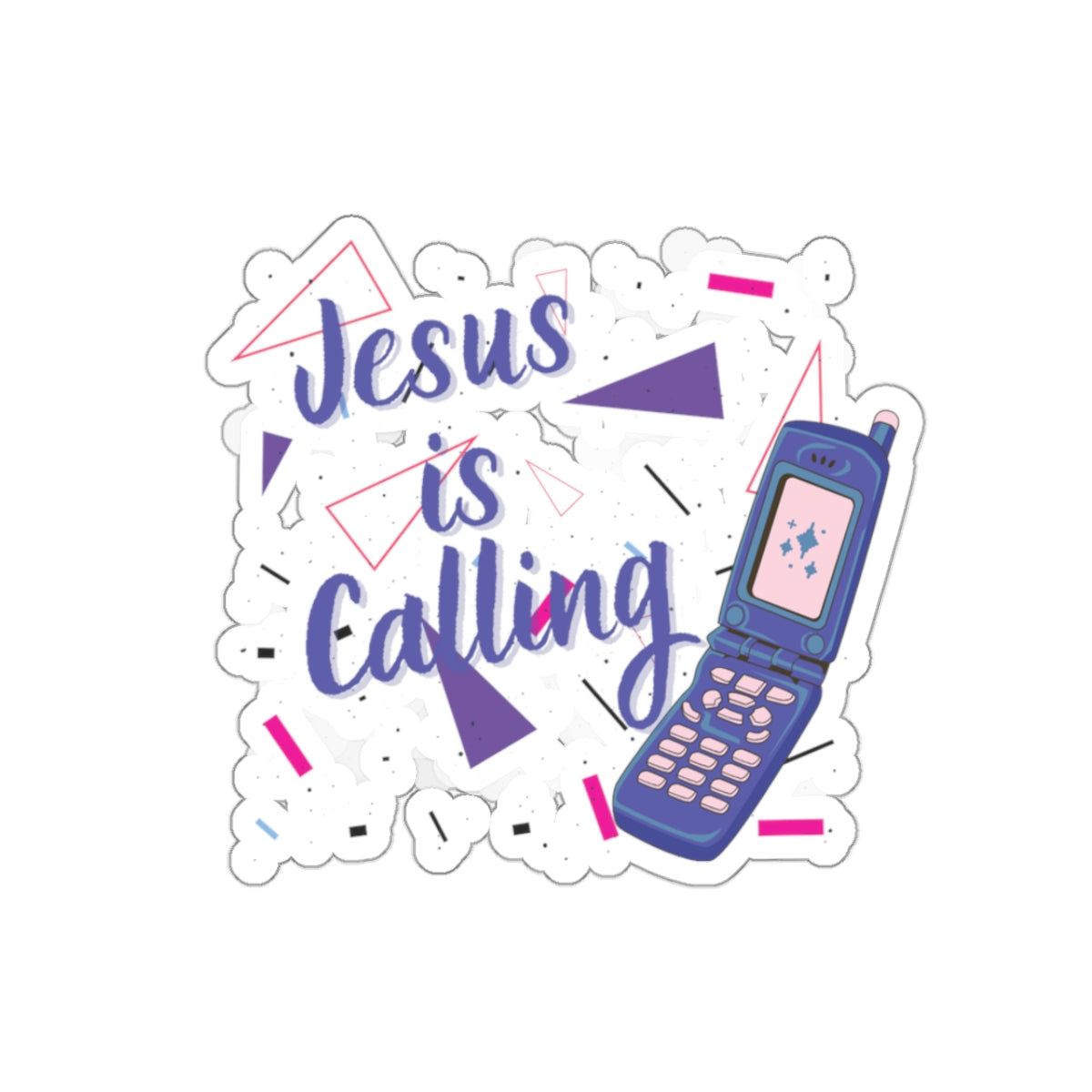 Jesus Is Calling Retro Cell Phone Christian Kiss-Cut Stickers
