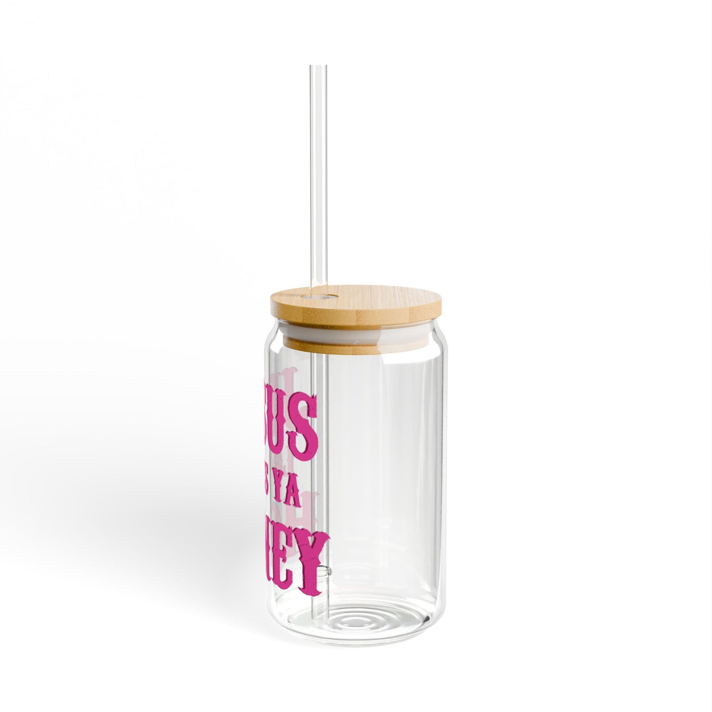 Jesus loves you honey pink Sipper Glass, 16oz