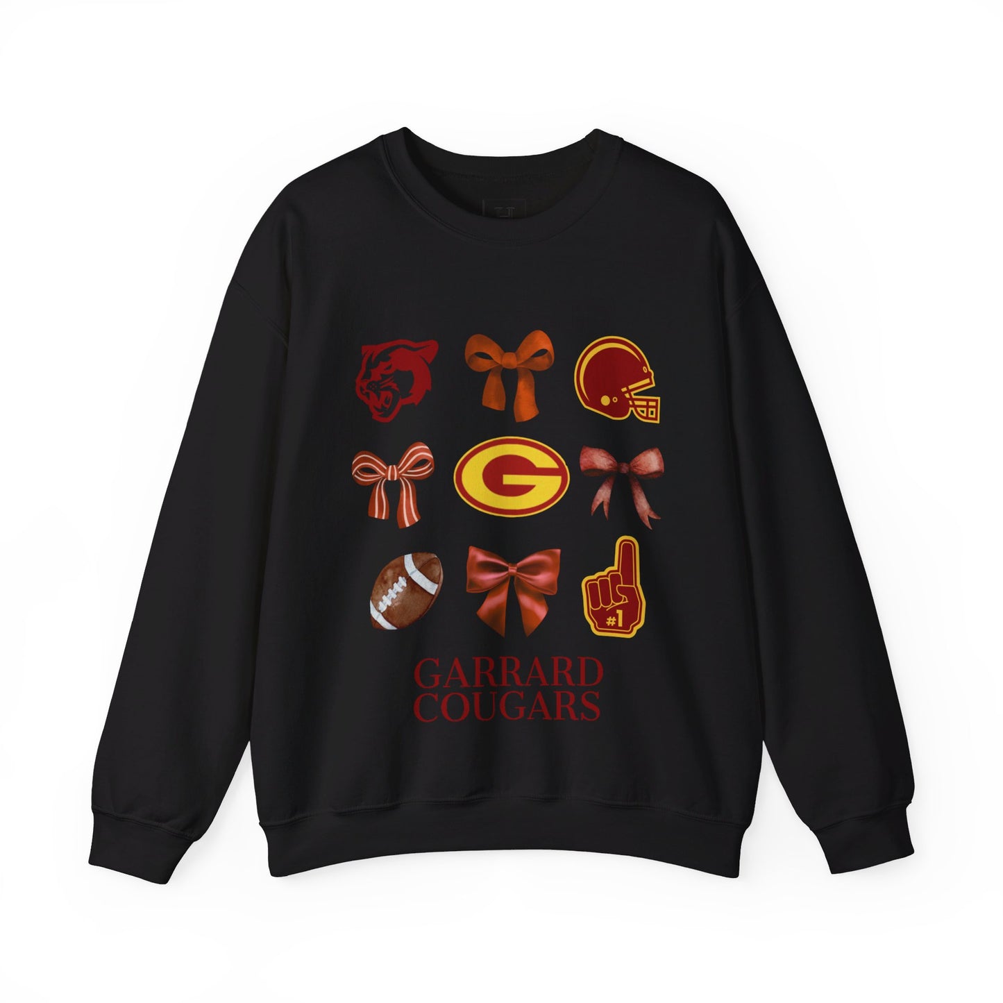 GMS Garrard Middle School Cougars Bows & Football Sweatshirt (Front Only)