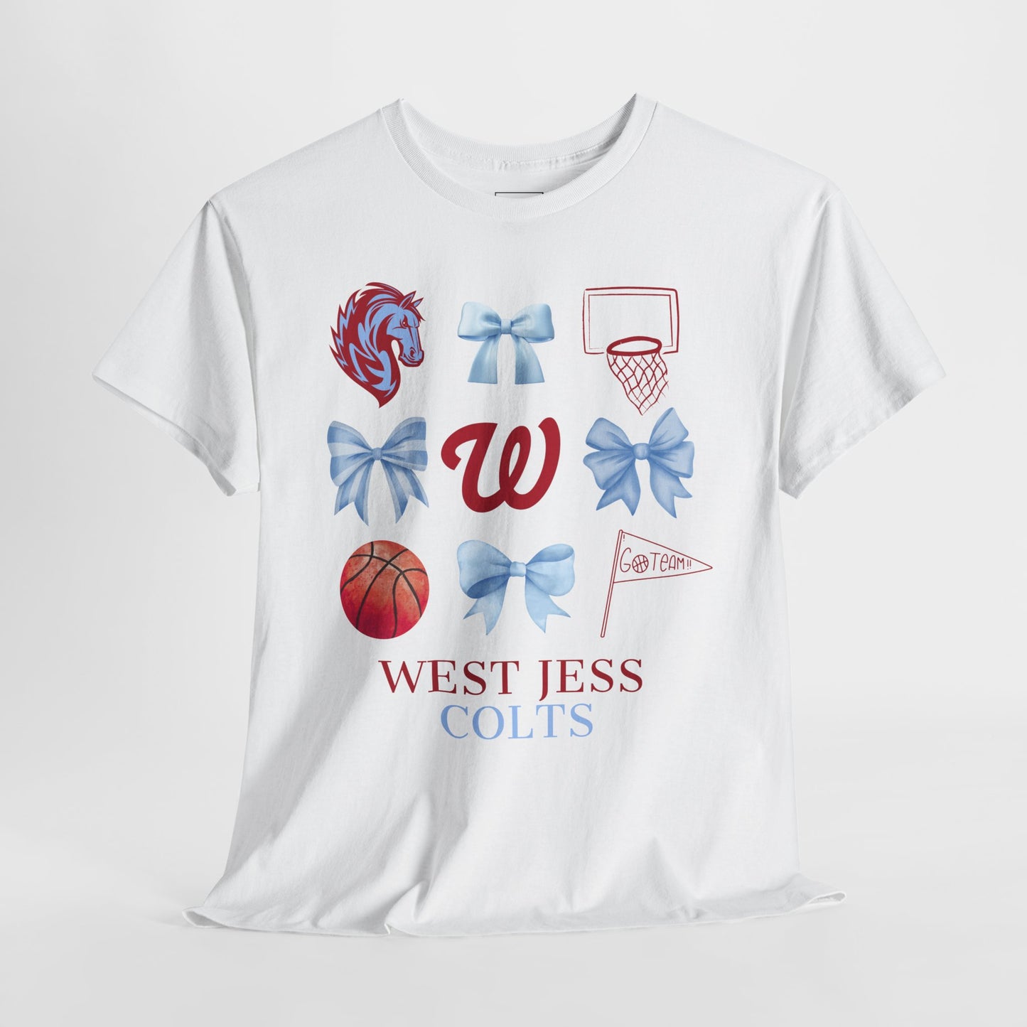 West Jessamine Colts Coquette Basketball Bows - Unisex Tee