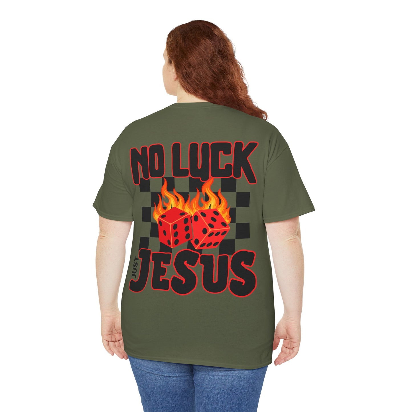 NO LUCK JUST JESUS DICE CHRISTIAN SHIRT (Front and Back)