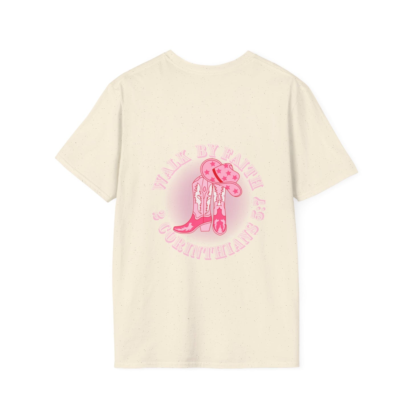 walk by faith cowgirl boot christian shirt (front and back)