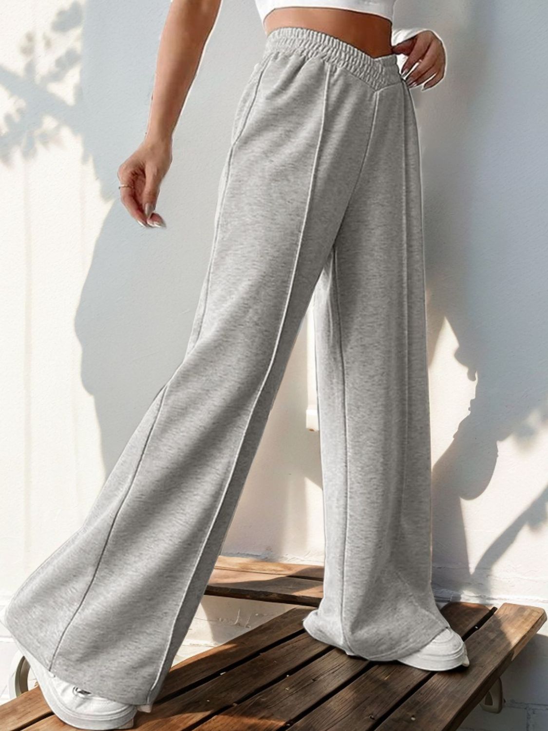 Perfee Cross Waist Wide Leg Pants