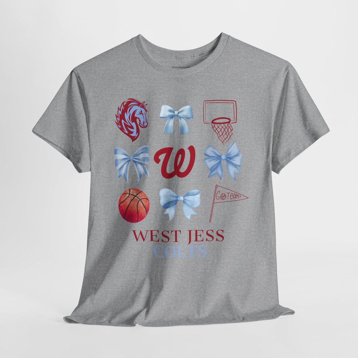 West Jessamine Colts Coquette Basketball Bows - Unisex Tee