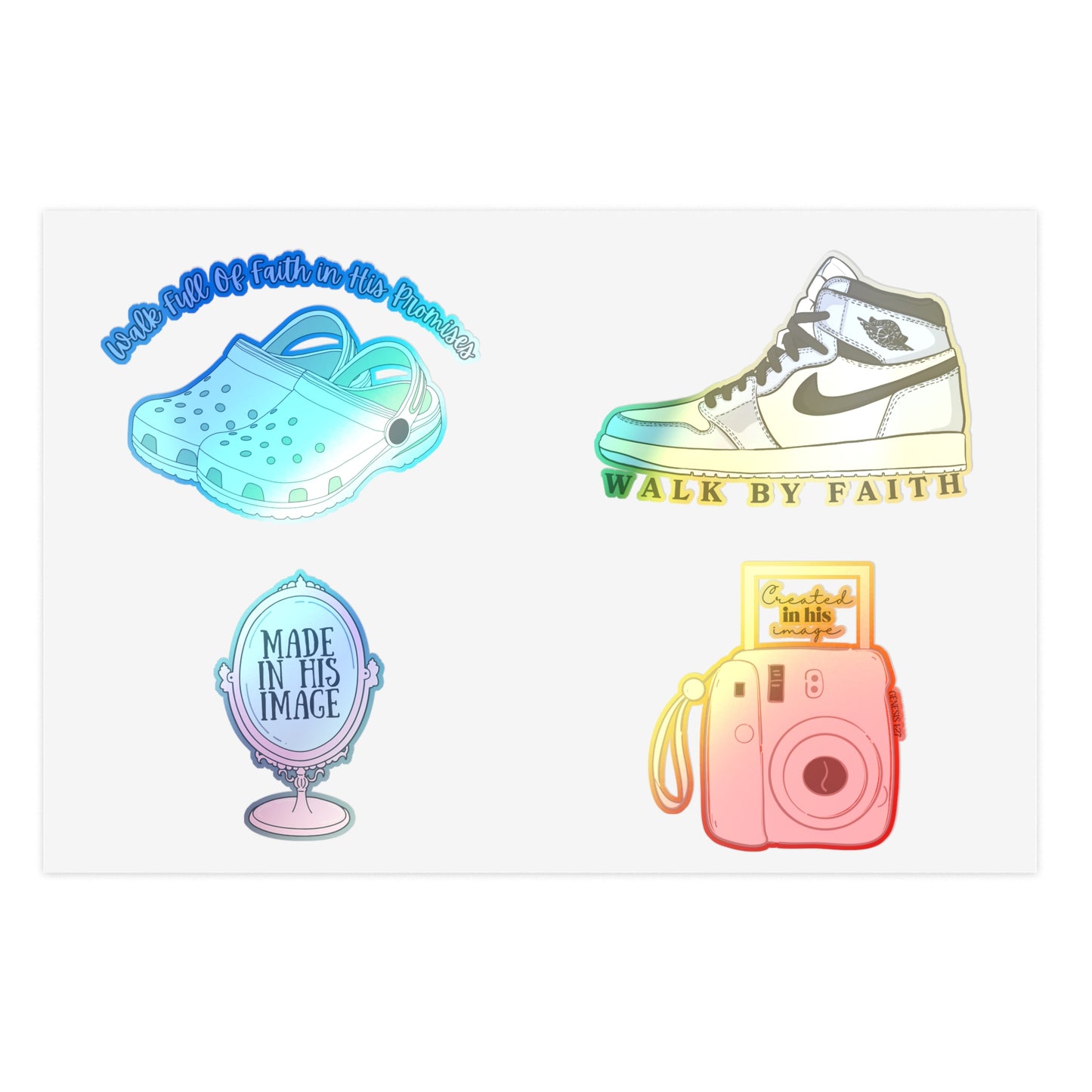 Created In His Image and Walk By Faith Nike Shoes Christian Sticker Sheets