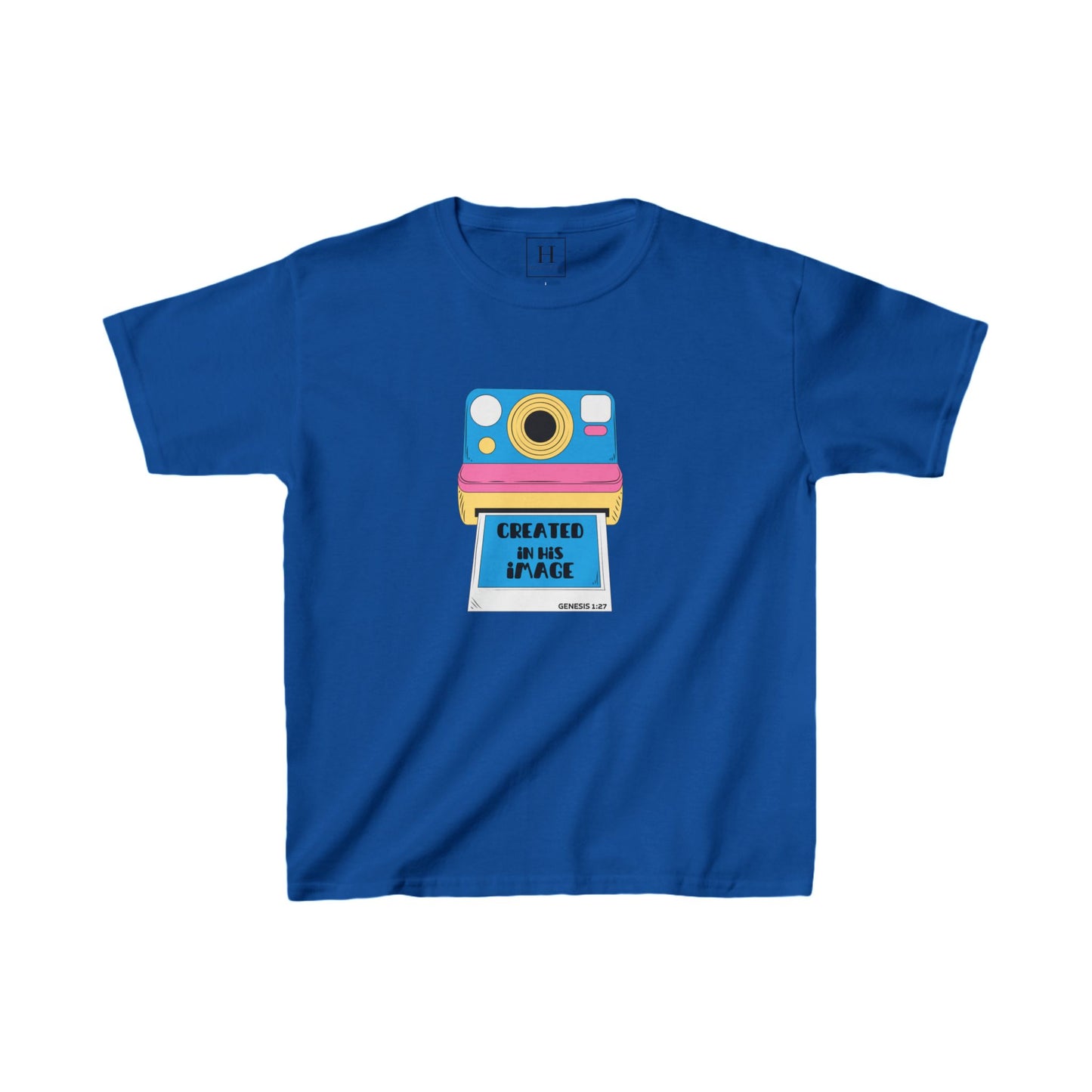 Youth - Created In His Image Polaroid Camera Christian Heavy Cotton Tee
