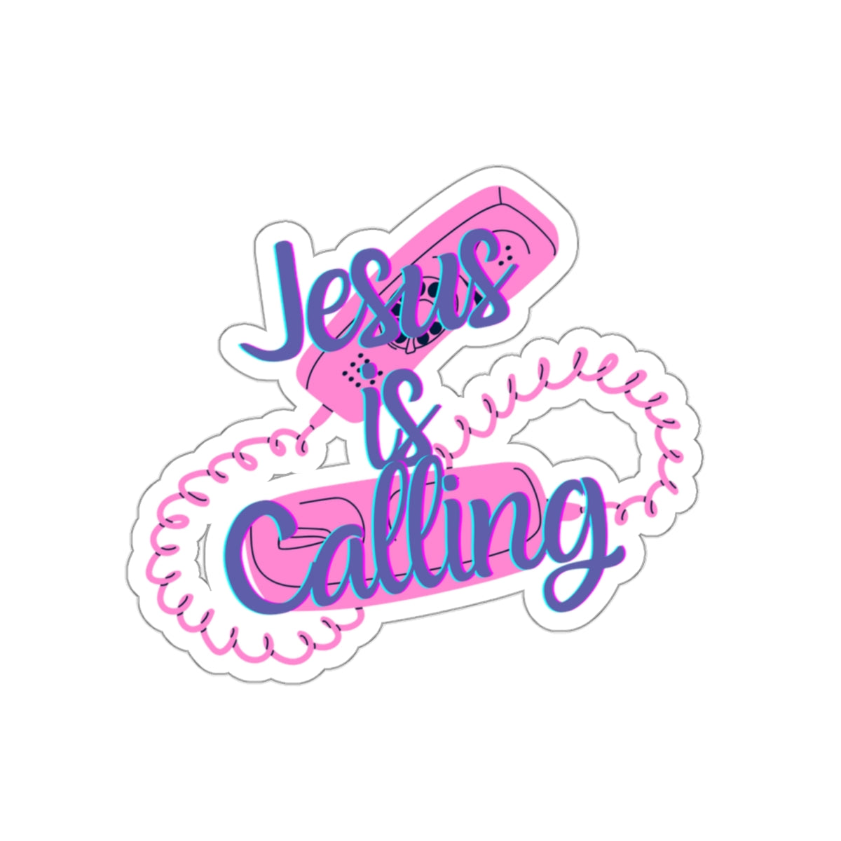 Jesus Is Calling Retro Phone Christian Kiss-Cut Stickers