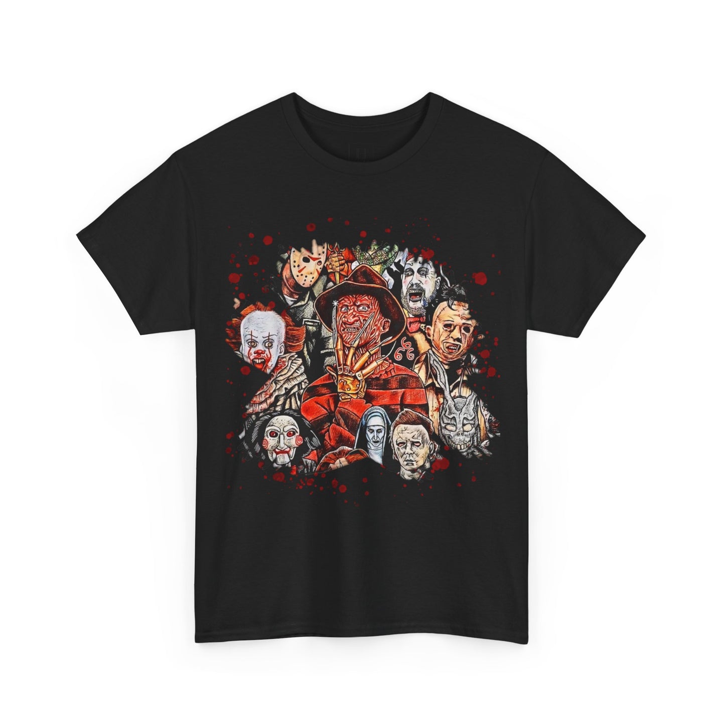 Halloween; Classic Horror Characters with Blood Splatter -- Unisex