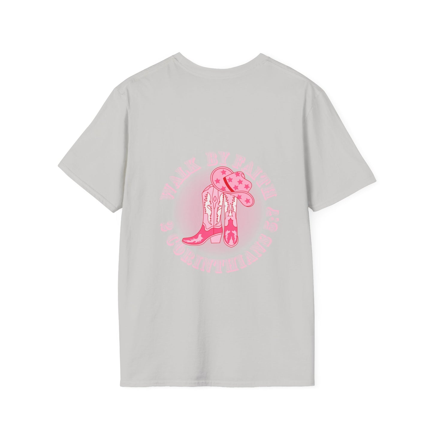 walk by faith cowgirl boot christian shirt (front and back)
