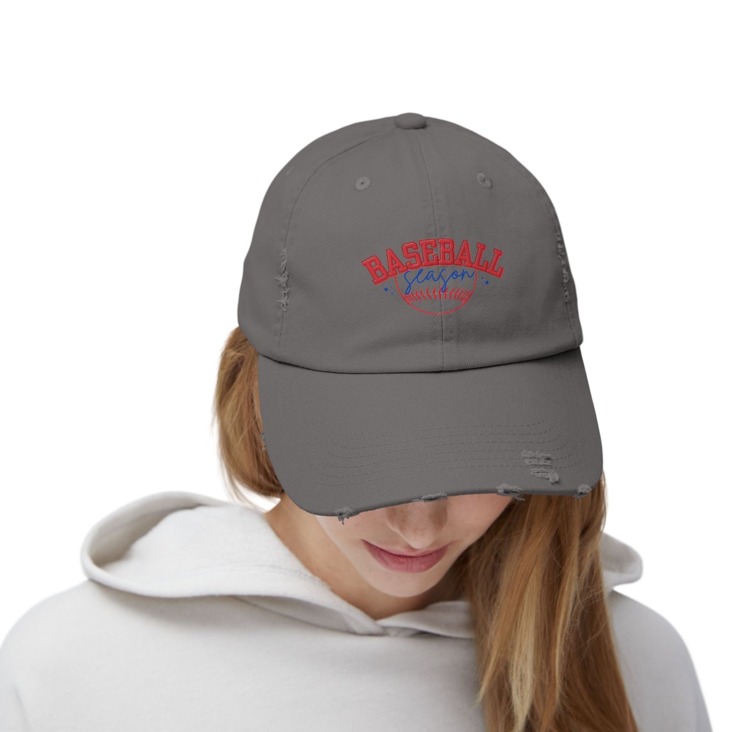 Baseball red white blue season hat