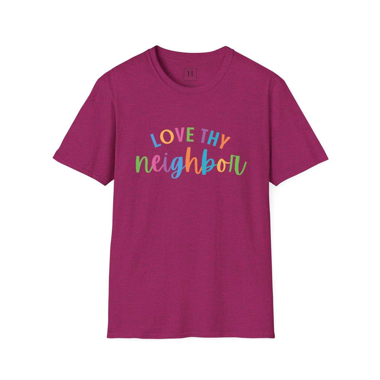 Bright Rainbow Color Love Thy Neighbor Christian T-shirt