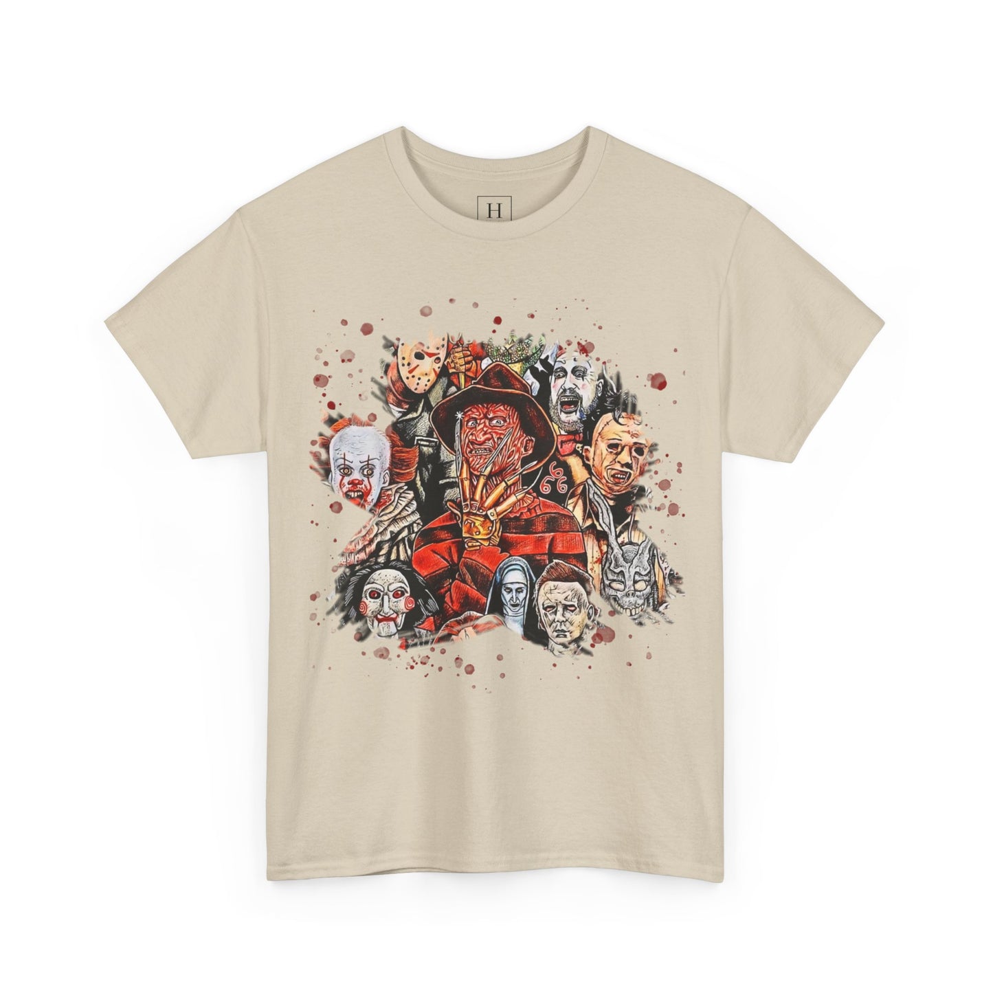 Halloween; Classic Horror Characters with Blood Splatter -- Unisex