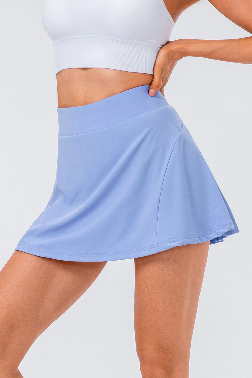 High Waist Pleated Active Skort