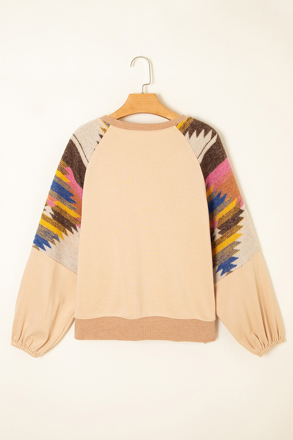 Light French Beige Rodeo Sequins Patch Graphic Fashion Sweatshirt