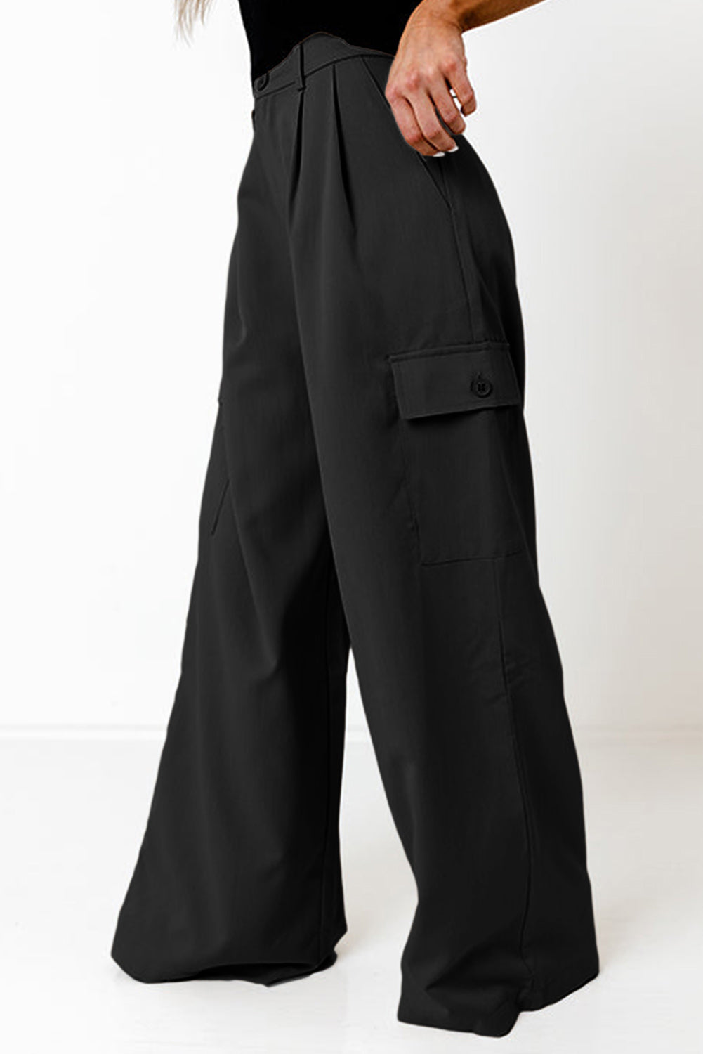 Ruched Wide Leg Cargo Pants