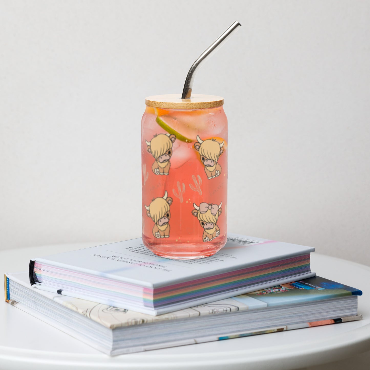 Cute Highland Cow Sipper Glass