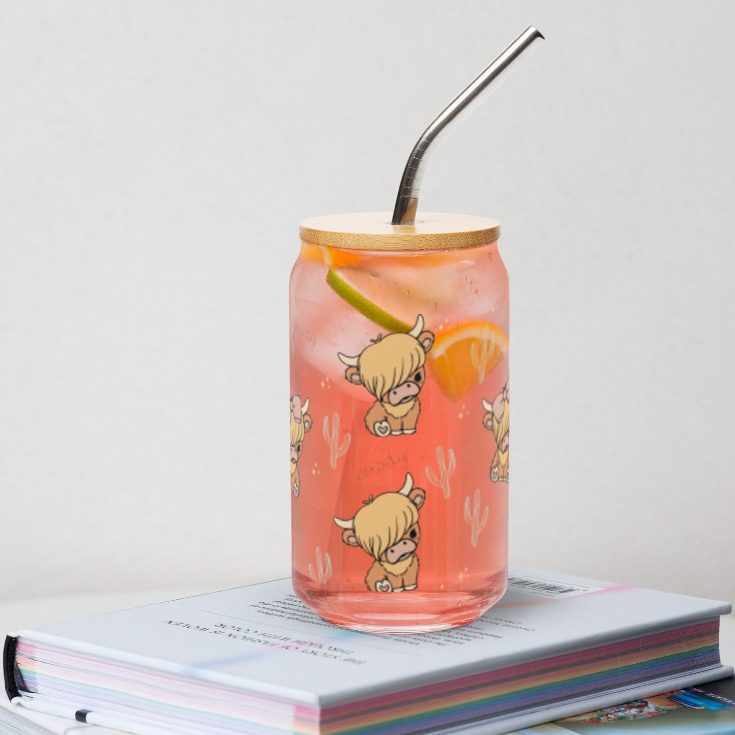 Cute Highland Cow Sipper Glass