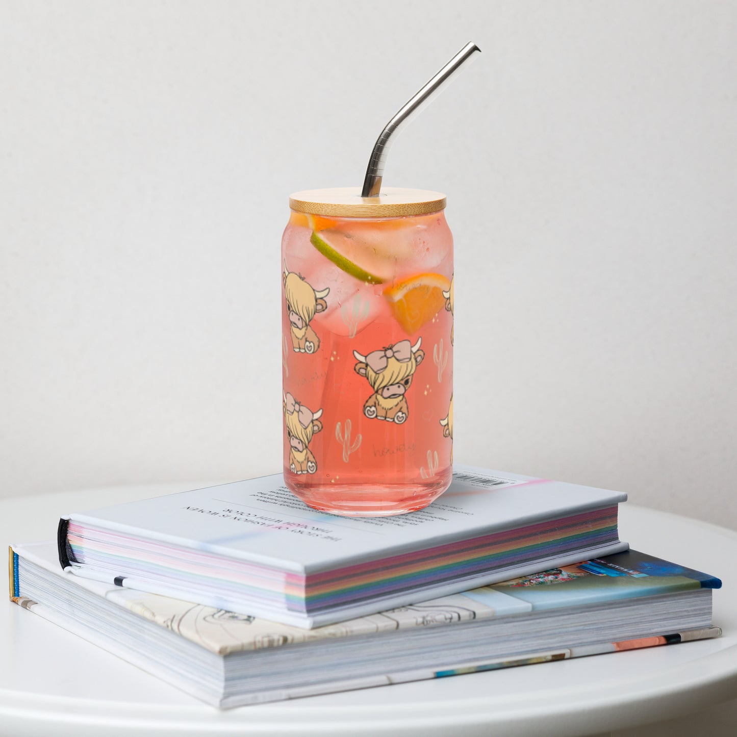 Cute Highland Cow Sipper Glass