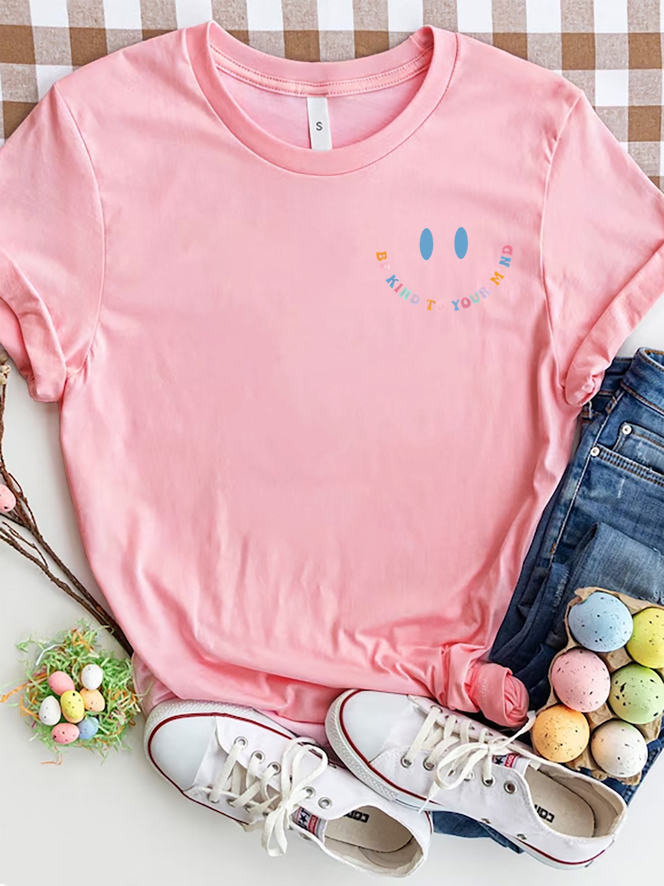 Grateful Thankful Blessed Graphic Round Neck Short Sleeve T-Shirt