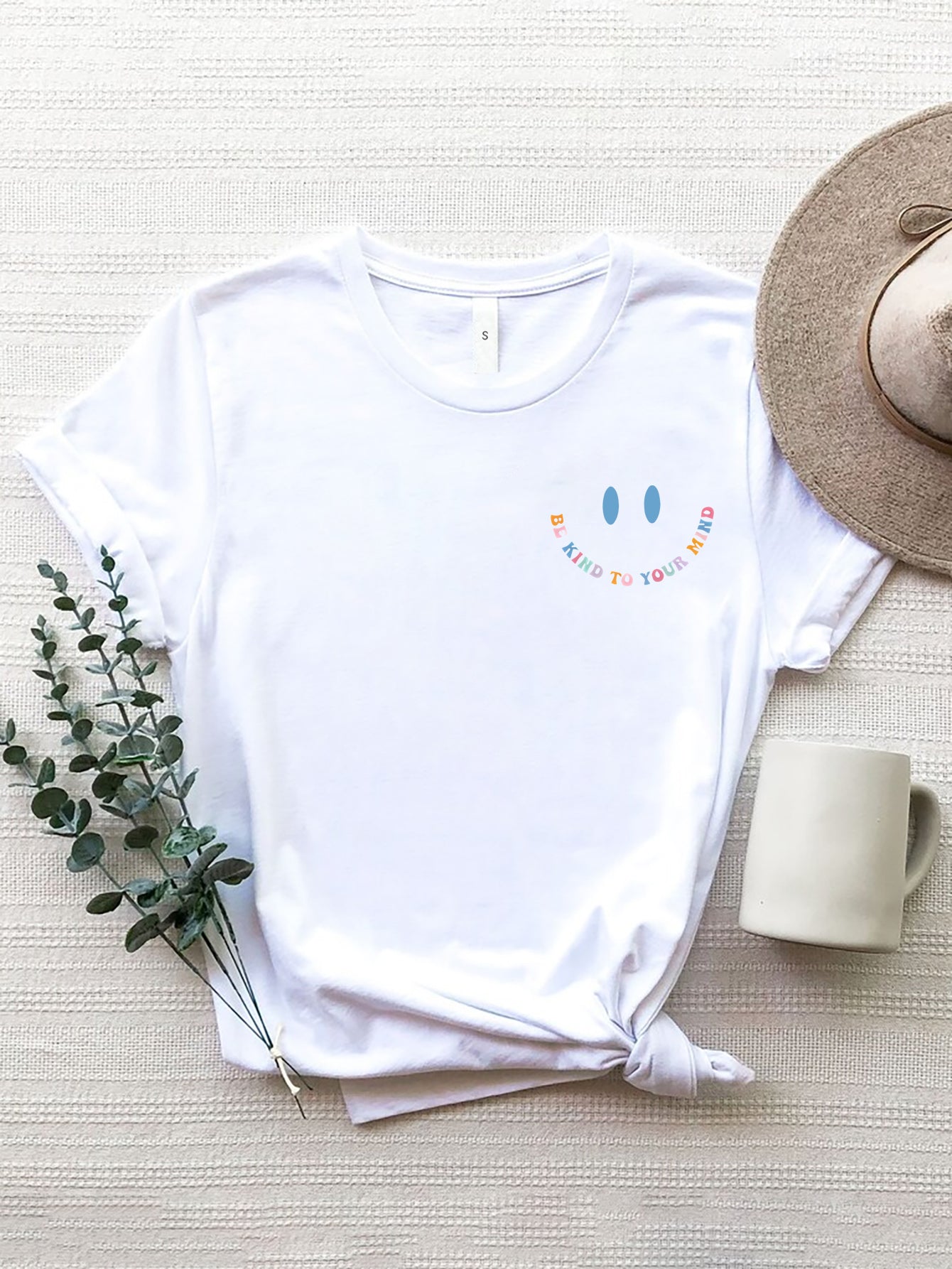 Grateful Thankful Blessed Graphic Round Neck Short Sleeve T-Shirt