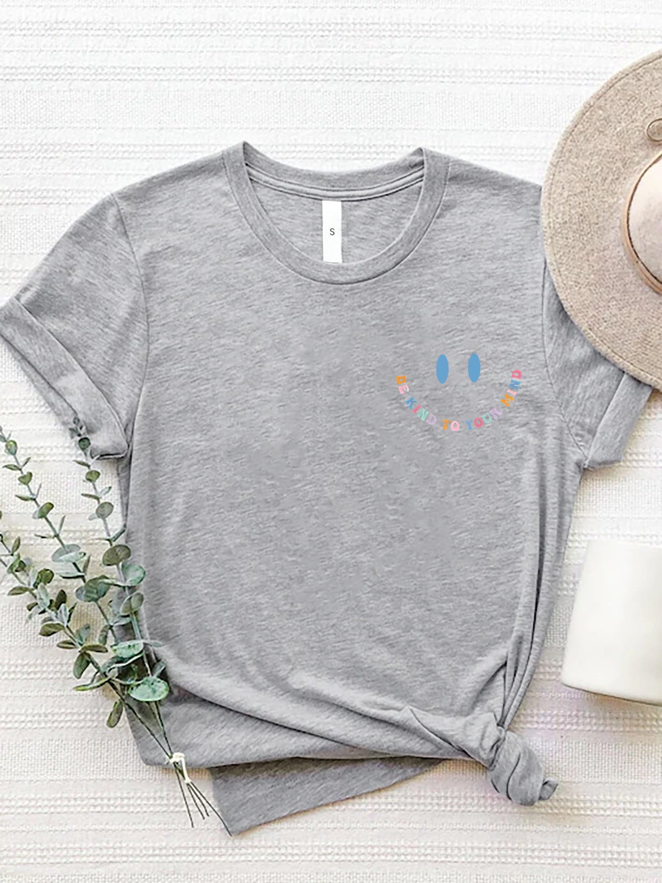 Grateful Thankful Blessed Graphic Round Neck Short Sleeve T-Shirt