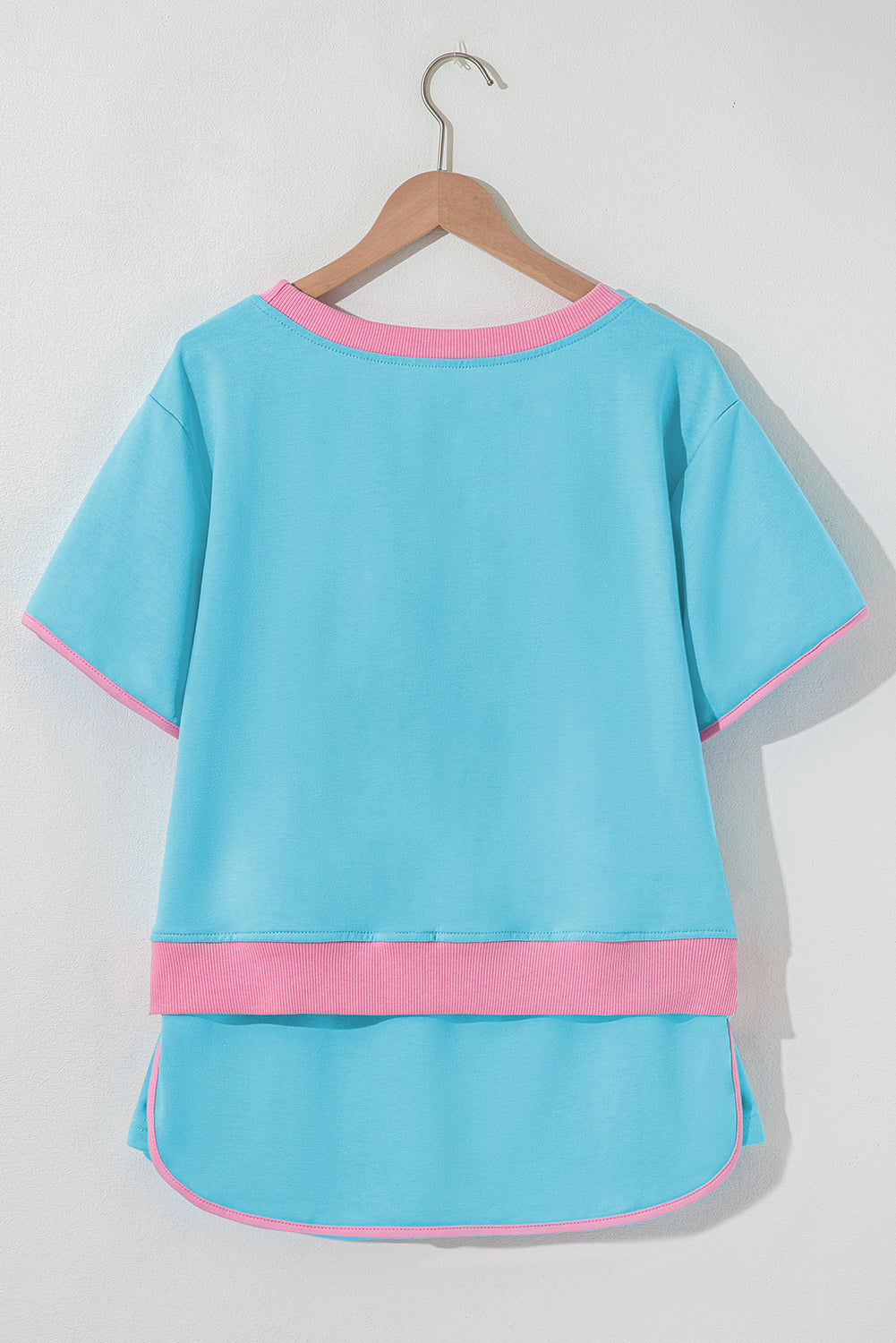 Bonbon Colorblock Edge Drop Shoulder T Shirt and Skort 2Pcs Set