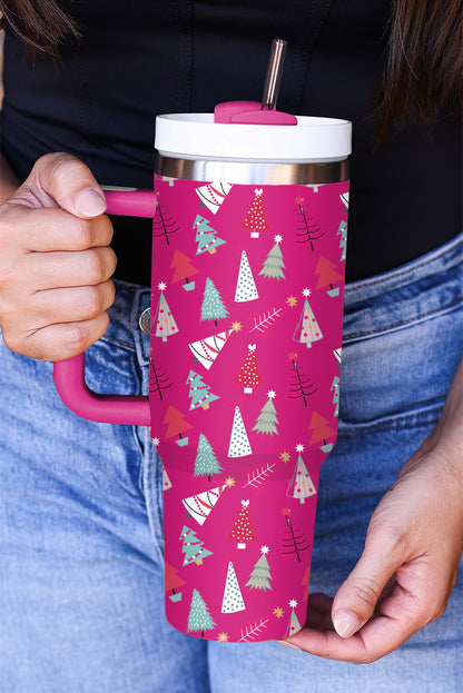 Cartoon Christmas Tree Printed Thermos Cup 40oz