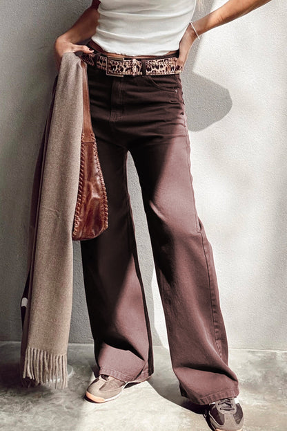 Red Dahlia Loose Straight High Waist Solid Color Jeans