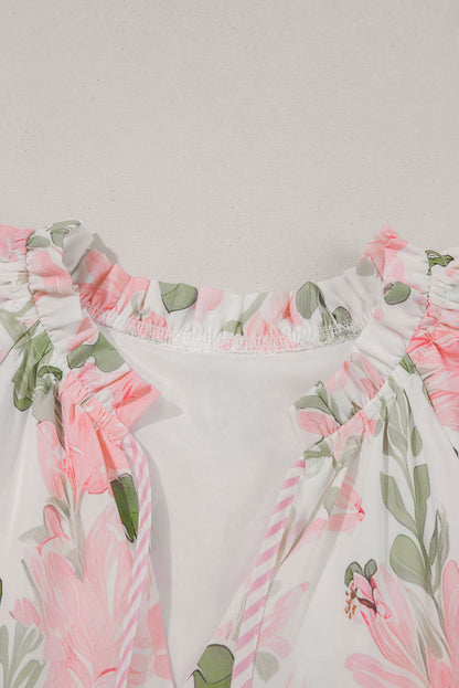 Orange Floral Contrast Edge Layered Short Sleeve Mini Dress