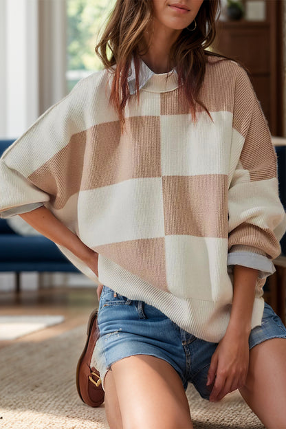 Color Block Round Neck Long Sleeve