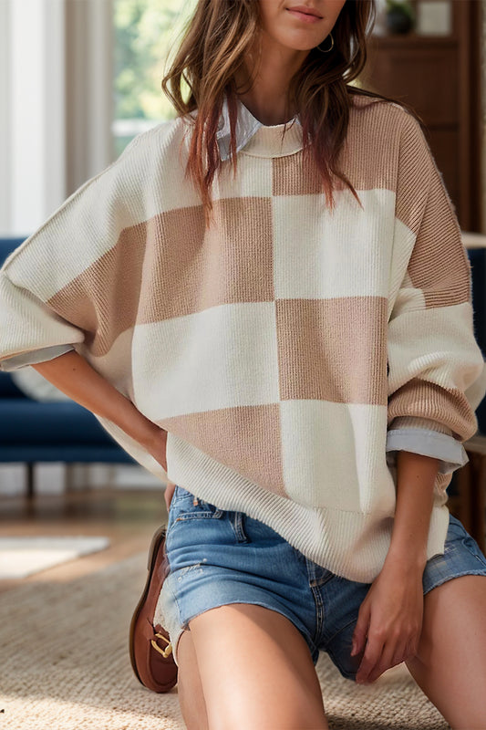 Color Block Round Neck Long Sleeve