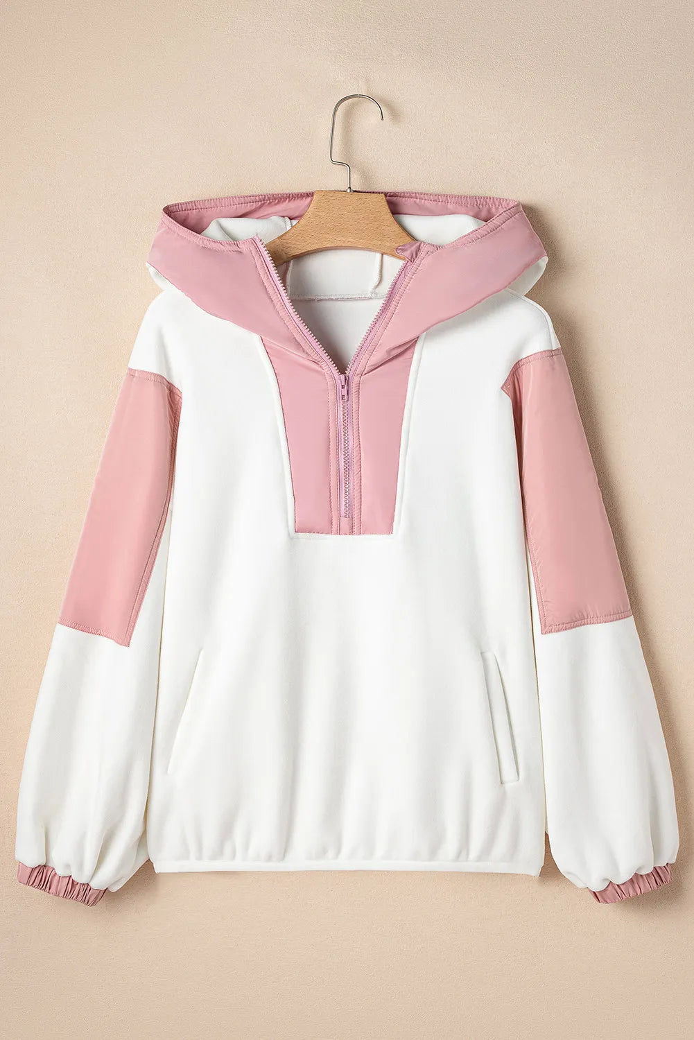 Color Block Half Zip Long Sleeve Hoodie Hazel Irene Boutique