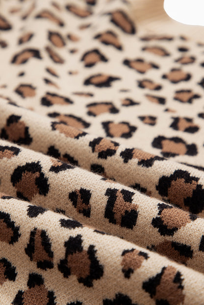 Khaki Leopard Print Dolman Sleeve Sweater