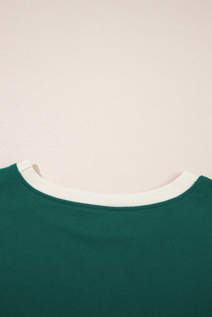 Bonbon Colorblock Edge Drop Shoulder T Shirt and Skort 2Pcs Set