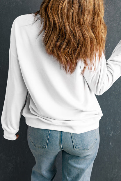 White teacher Bow Heat Transfer Printing Graphic Pullover Sweatshirt