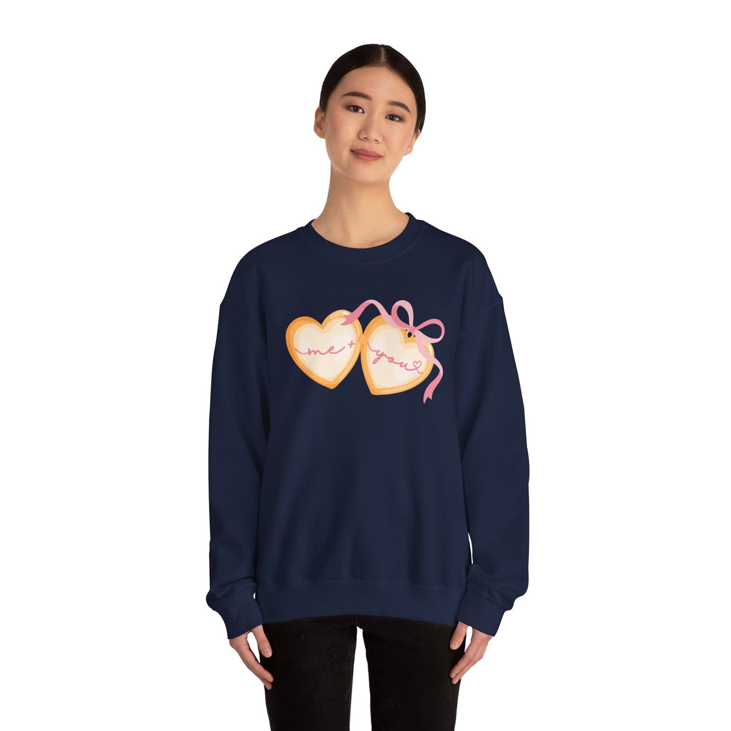 Me + You Heart Locket with Pink Bow Sweatshirt