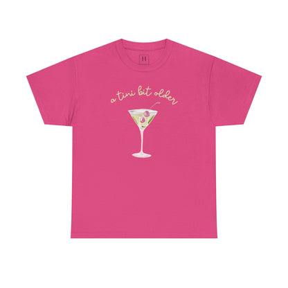 Cute "A Tini Bit Older" Martini T-Shirt — Retro Pink & Green Cocktail Tee