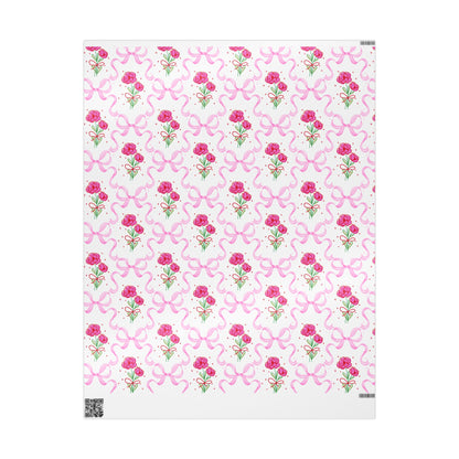 Pink Bows & Flower Wrapping Paper — Coquette Gift Wrap