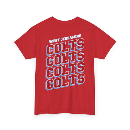 (W) Logo on Front; West Jessamine COLTS on Back —  Front & Back Unisex T-Shirt