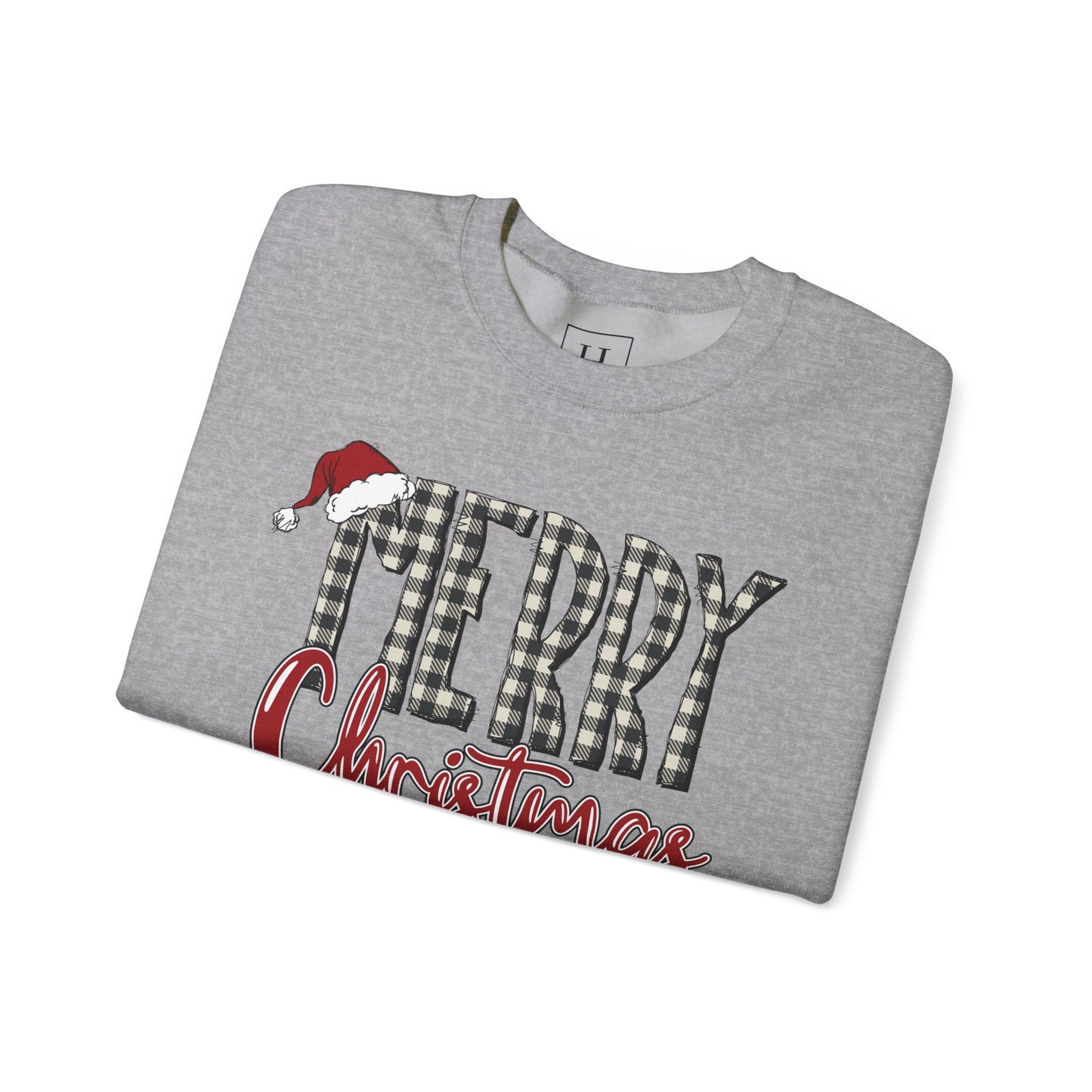 Merry Christmas Buffalo Check  -- Unisex Sweatshirt