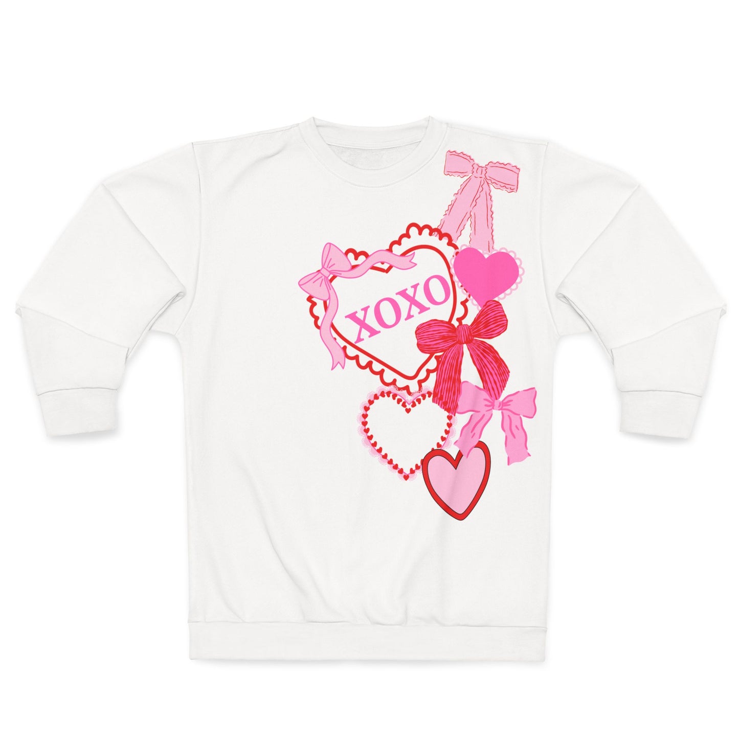 XOXO Hearts & Bows Sweatshirt — Cute Soda Logo All-Over Print