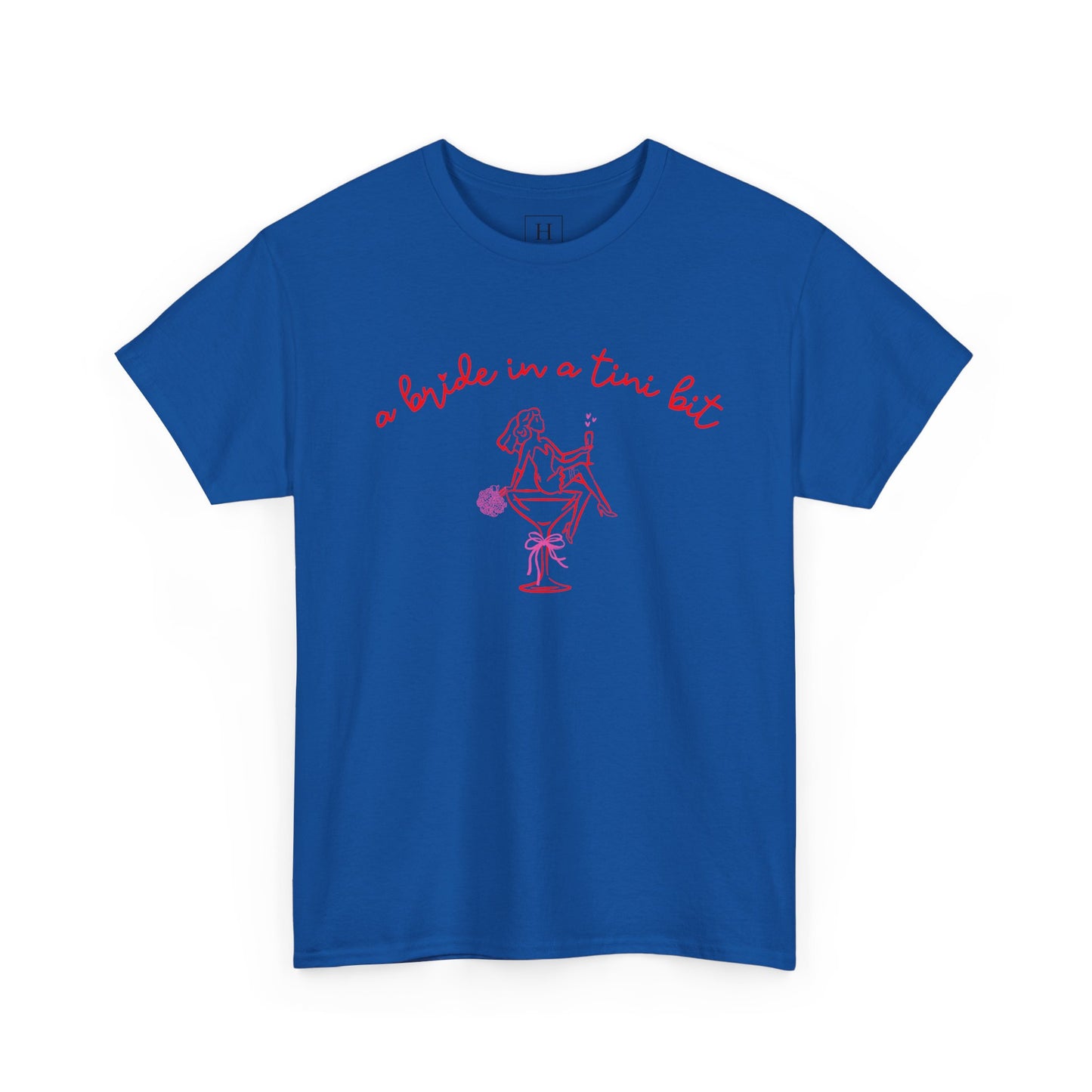 Bride in a Tiny Bit Martini Tee — Wedding Bachelorette Party Shirt with Bouquet & Hearts