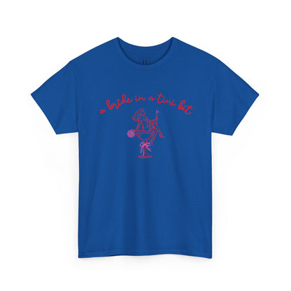 Bride in a Tiny Bit Martini Tee — Wedding Bachelorette Party Shirt with Bouquet & Hearts