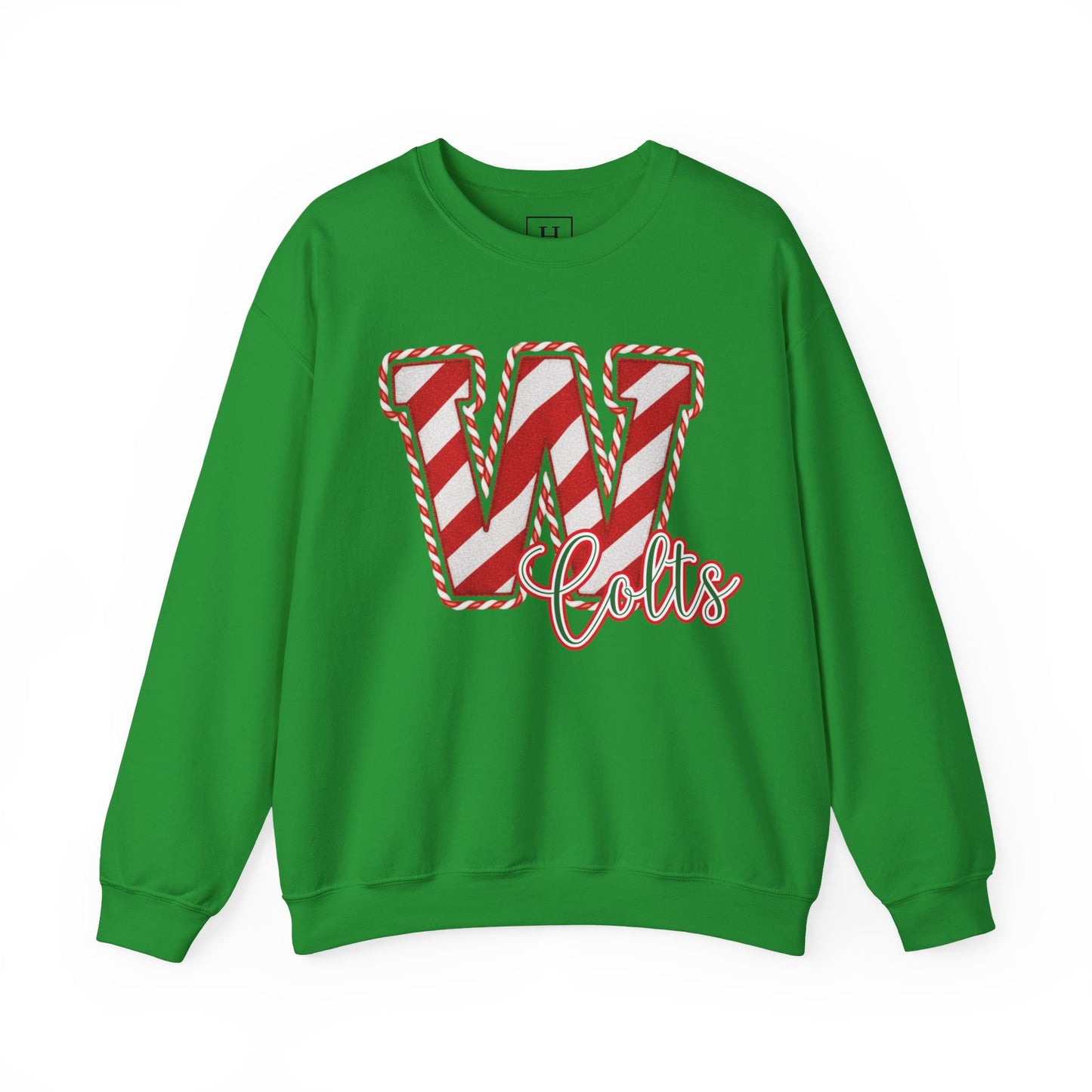 Candy Cane "W" - Colts; Christmas Sweatshirt - Unisex