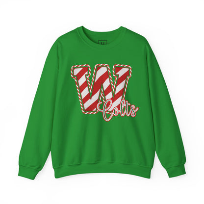 Candy Cane "W" - Colts; Christmas Sweatshirt - Unisex