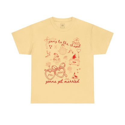 Mr. & Mrs. Red Wedding T-Shirt — "Going to the Chapel" Bridal Tee