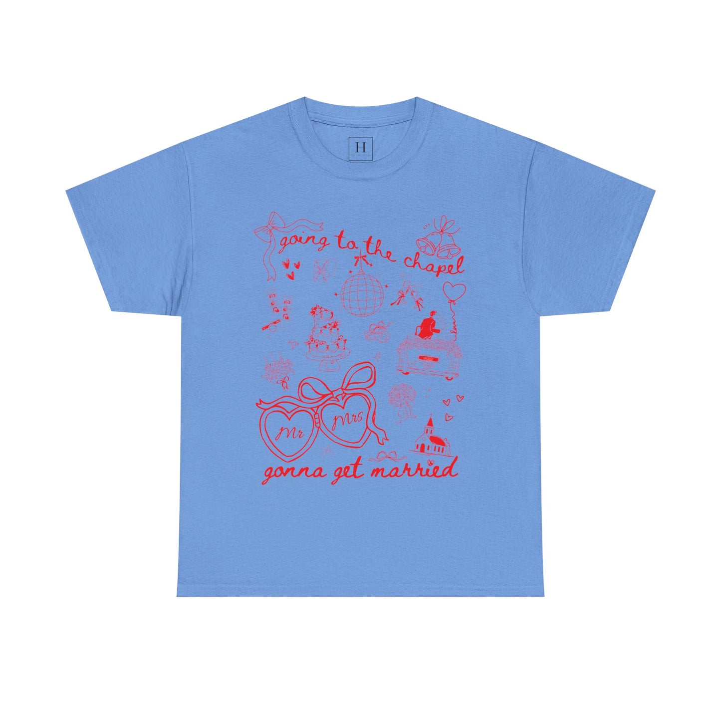 Mr. & Mrs. Red Wedding T-Shirt — "Going to the Chapel" Bridal Tee