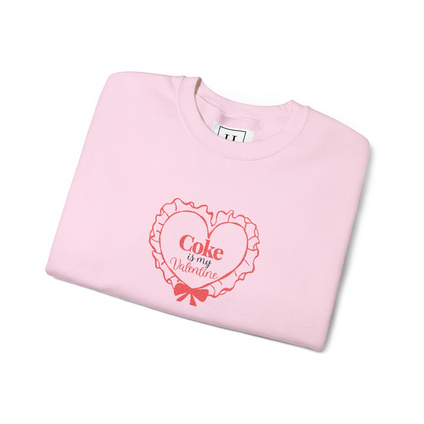 Valentine Heart 'Coke Is My Valentine' Crewneck Sweatshirt -Embroidered