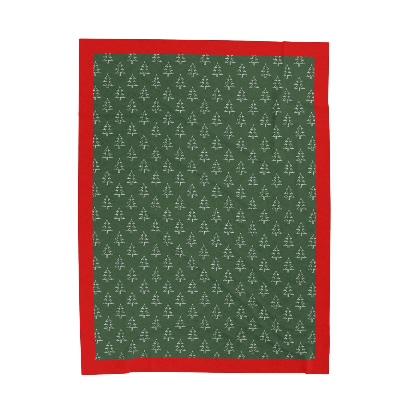 Christmas Tree Blanket with Red Border